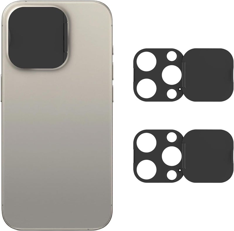 EYSOFT Phone Camera Lens Cover Compatible for Phone 15 Pro/ 15 Pro Max,Camera Lens Protector to Protect Privacy and Security,Strong Adhesive Black-2 Pack - Image 1